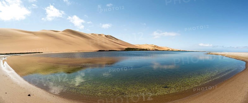 Sandwich Harbour Sand Dunes and Lagoon, Namib Naukluft Park, Namib Desert, Namibia