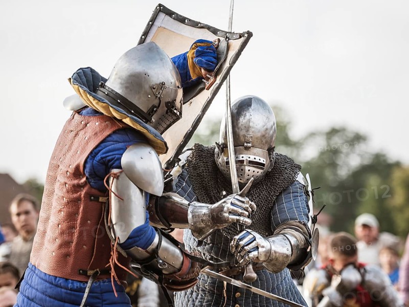 LUBIAZ, POLAND - AUGUST 25, 2018: Monastery Siege - historical staging. Knights tournament