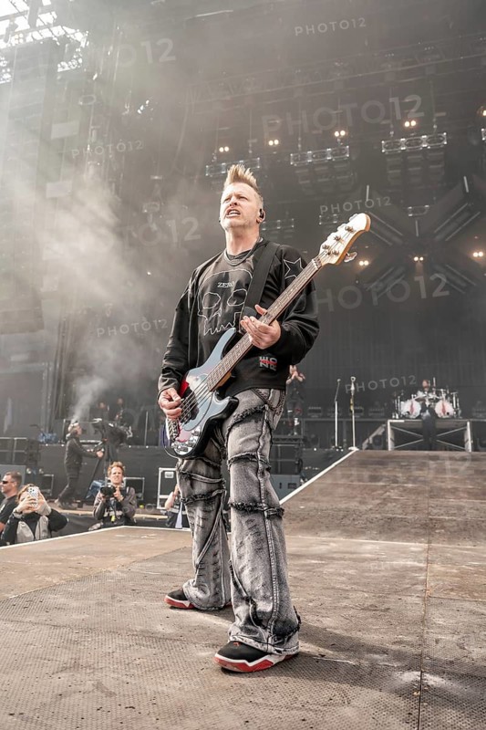 Bass player Brad Walst from the Canadian rock band Three Days Grace live on the Utopia Stage during the Rock im Park Festival on the Zeppelin Field in Nuremberg, Germany on June 5, 2026