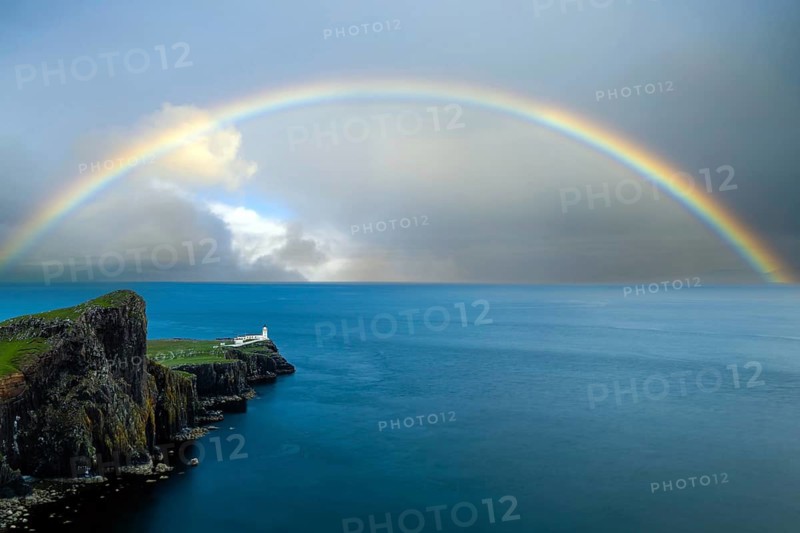Lighthouse, Isle of Skye, Neist Point Lighthouse, Atlantic, Scotland, rainbow, photo montage