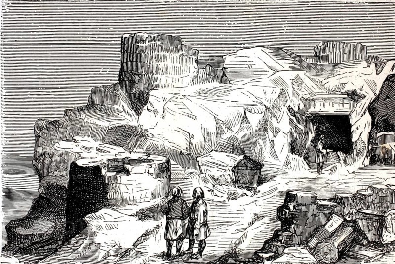 Archaeological excavations on Hisarlik Hill, the site of ancient Troy in northwestern present-day Turkey, illustration, reproduction from a model from the 19th century. Authentic, file restored for optimal use, exact date of submission unknown, historical