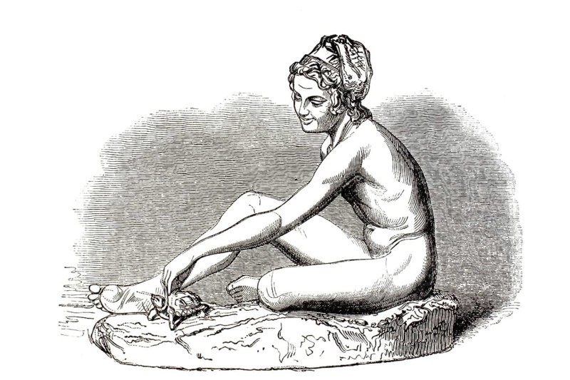 Sculpture The Neapolitan fishing boy with the turtle by French sculptor François Rude, around 1831, illustration, reproduction from a 19th century model. Authentic, file restored for optimal use, exact date of submission unknown, historical
