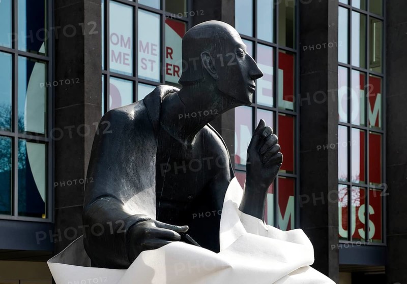 Albertus Magnus monument by Gerhard Marcks in front of the main building of the University of Cologne, North Rhine-Westphalia, Germany