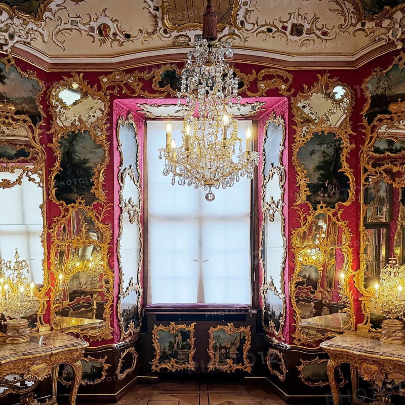 The Mirror Cabinet, historic rooms in the city palace, Baroque Quarter, Fulda, East Hesse, Hesse, Germany