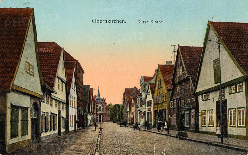 The Kurze Straße in Obernkirchen, Schaumburg district, Lower Saxony, Germany, authentic reproduction of an old postcard, around 1910, historical, exact date unknown