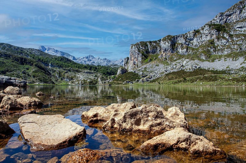 The Ercina lake is part of the Covadonga lakes ensemble, located in Picos de Europa National Park, Asturias principality, Spain