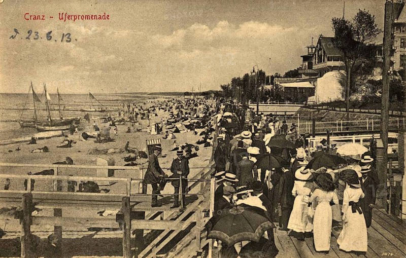 Waterfront, seaside resort of Cranz, today Zelenogradsk, spa and seaside resort on the Samland Coast in the Russian Kaliningrad Oblast, in former East Prussia, Russia, authentic reproduction of an old postcard, around 1910, historical, exact date unknown