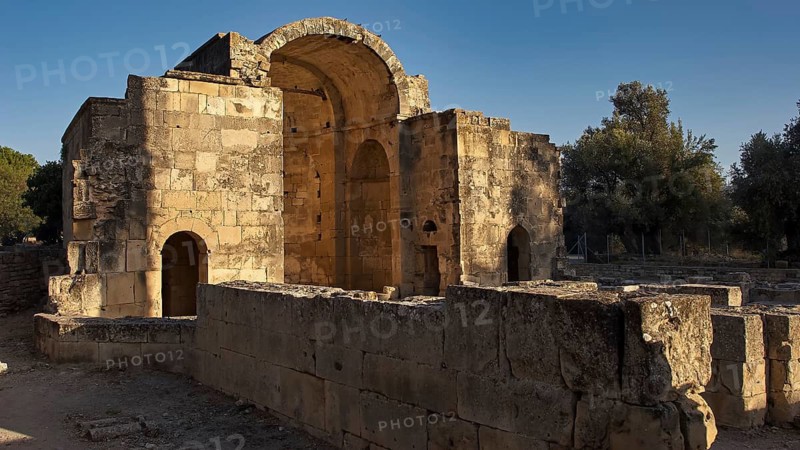 Titus Basilica, Greece, ancient buildings with arched structure and shade, Gortyn, Gortyna, Gortys, ancient city in central southern Crete, later capital of the Roman province of Creta, Crete, Greek Islands, Greece