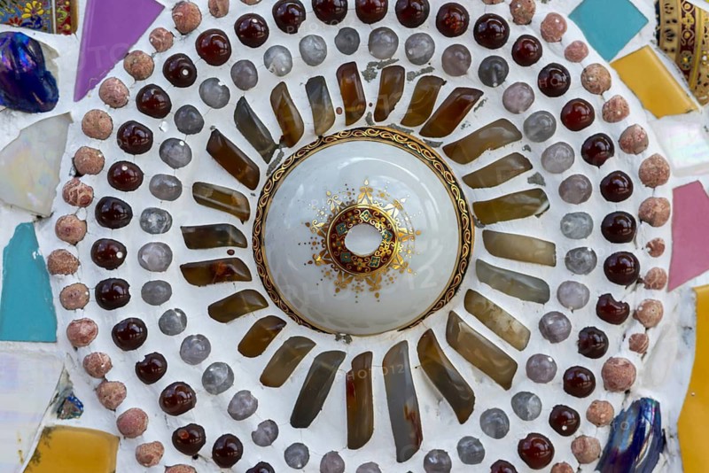 Main chedi (Phra That) decorated with over 5 million colourful mosaic stones and ceramic pieces, Buddhist temple complex Wat Phra That Sorn Kaew, Khao Kho Mountains, Phetchabun Province, Isan, Thailand