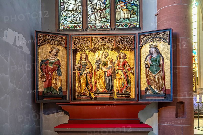 Altar of the Stadtkirche St. Sebastian in the old town of Limburg an der Lahn, Hesse, Germany