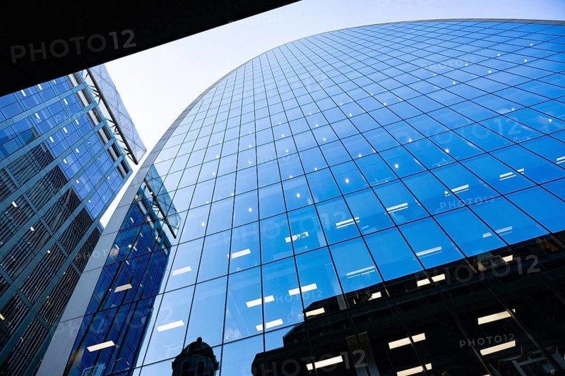 Dynamic London high rise office and commercial buildings in the financial district known as The City in the British capital, centre of European investment and banking companies