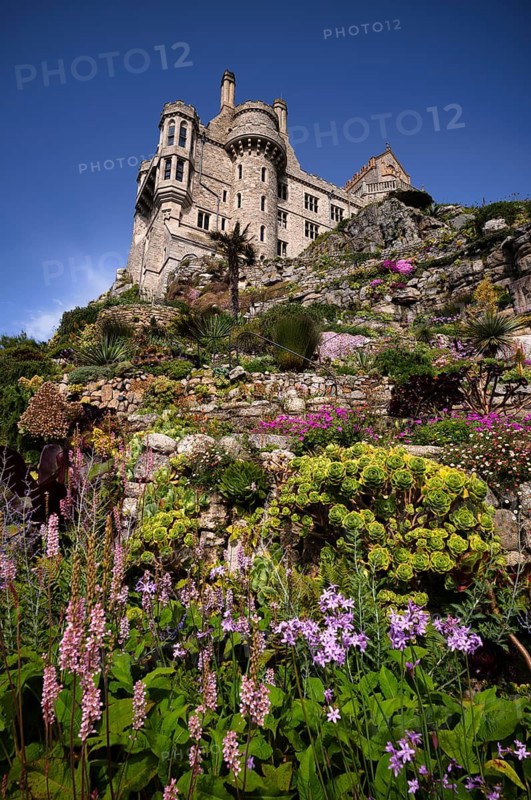 Castle, castle, subtropical garden, St Michael's Mount, Cornwall, England, Great Britain, Great Britain
