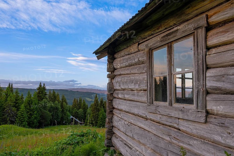 View along a hut in the mountains, Gol, Halligdal, Buskerud, Norway