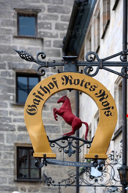 Nose sign from Gasthaus Rotes Roß, since 1575, the oldest inn in Altdorf, Oberer Markt 5, Altdorf, Middle Franconia, Bavaria, Germany