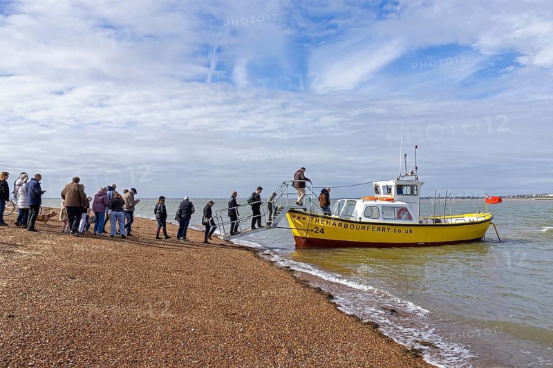 People, harbour ferry, beach, Felixstowe, England, Great Britain