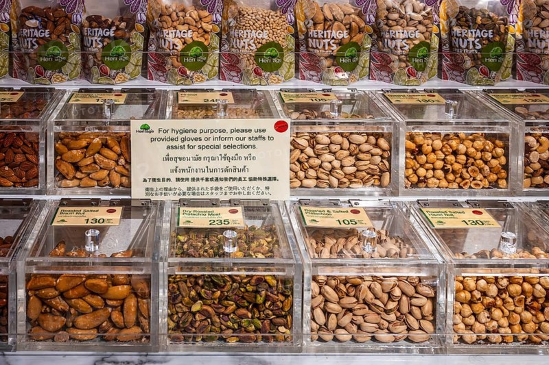 Nuts sales rack, Bangkok, Thailand