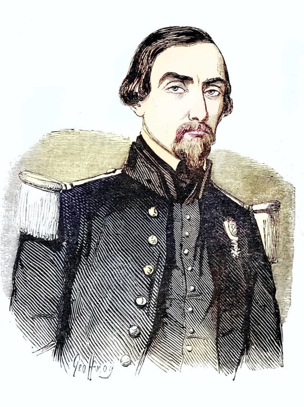 Portrait depicting the French officer and colonial official Charles Richard (1815–1889), Director of the Bureau of Arab Affairs (Bureau des affaires arabes) in Algeria, illustration, reproduction of a 19th-century original. Authentic, file restored for optimal use, exact date of the original unknown, historical, nostalgically coloured