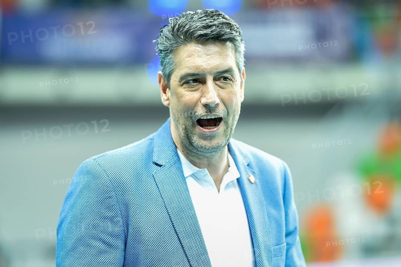 LUBIN, POLAND - FEBRUARY20, 2019: Men's Volleyball Polish PlusLiga match Cuprum Lubin - ZAKSA Kedzierzyn-Kozle 0:3. Head coach of Cuprum Marcelo Fronckowiak