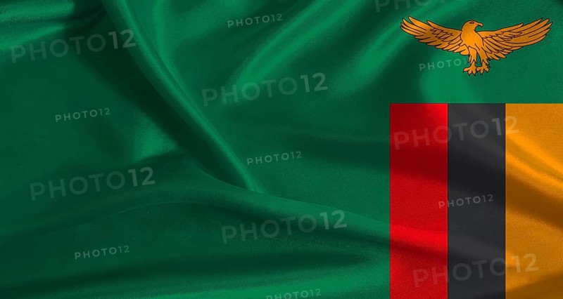Zambia flag with cloth textured background. National flag of Zambia with realistic texture