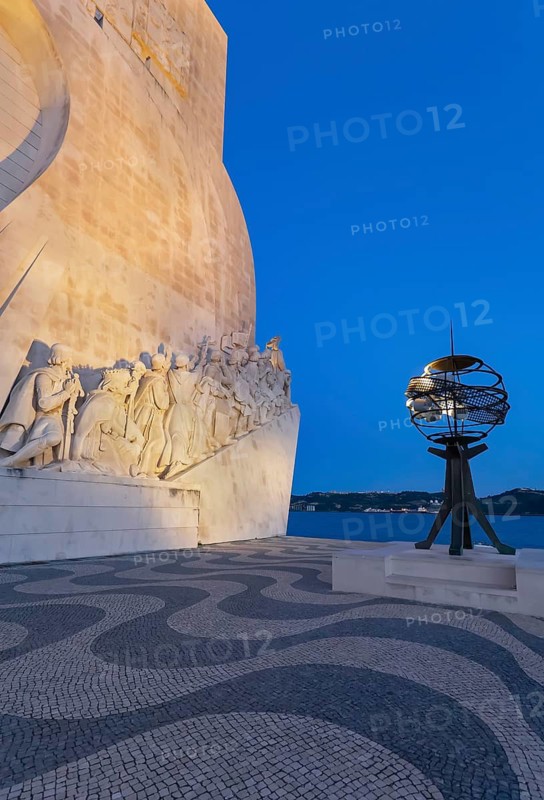 Monument to the Discoveries (Padrao dos Descobrimentos) at dusk, Belem, Lisbon, Portugal