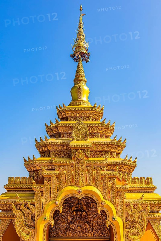 Gilded Chedi temple tower, stupa, in the Wat Phra That Don Phra Chan Buddhist temple, near Lampang, Lampang province, Thailand