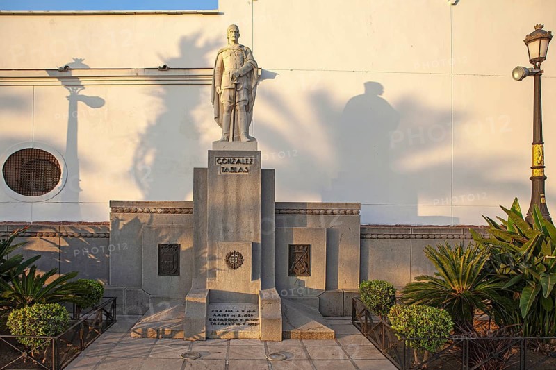 Sculpture of Gonzalez Tablas in Africa square, a prominent soldier who served in Ceuta, Spain, North Africa