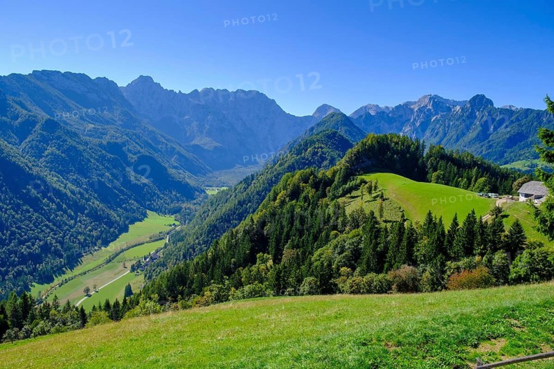 Podolševa, Solcava Panoramic Road, in the background Ojstricia mountain, Karawanken, Slovenia