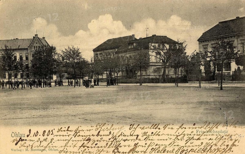 Friedrichsplatz in Ohlau, Silesia, today Olawa, Poland, in 1905, authentic reproduction of an old postcard, around 1910, historical, exact date unknown