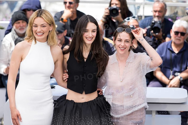 Emma Mackey, Charlotte Le Bon and Kristen Stewart photocall for Full Phil at the Palais des Festivals et des Congrès during the 79th Cannes International Film Festival. The 79th Cannes International Film Festival will take place from May 12 to 23, 2026
