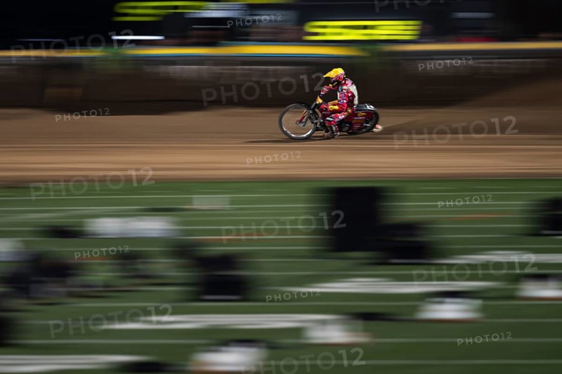 WROCLAW, POLAND - JUNE 20, 2026: DEWALT FIM Speedway GP of Poland. Speedway riders competing on dirt track. Max Fricke