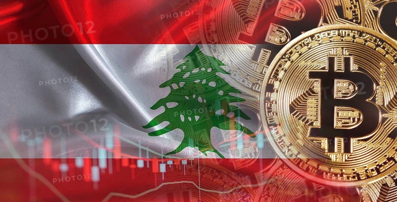 Bitcoin cryptocurrency with Lebanese flag. Investors in Blockchain Technology with Lebanon flag background