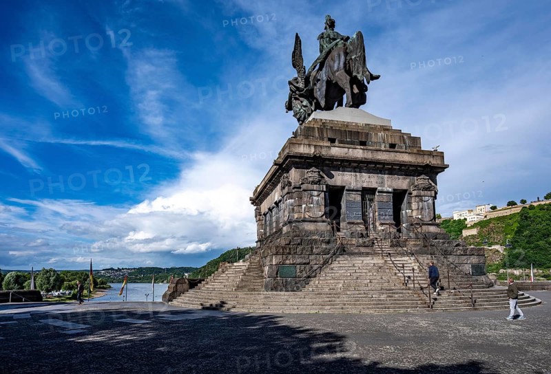 The Kaiser Wilhelm Memorial at Deutsches Eck, confluence of the Moselle with the Rhine, Rhineland-Palatinate, Germany