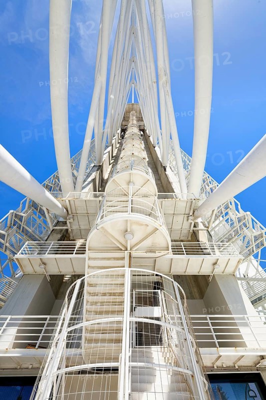 Vasco da Gama Tower along the Tagus River, Detail of the metallic structure, Park of Nations, Lisbon, Portugal