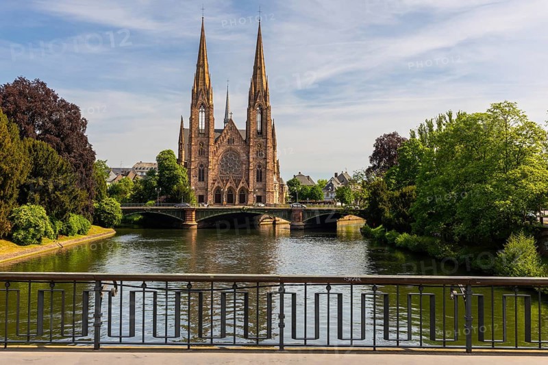 St. Paul Church, St. Paul's Church, Ill, water, bridge, Strasbourg, Alsace, France