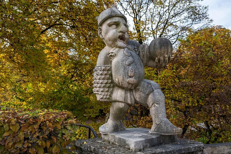 Dwarf, Pallon Player with Ball, Dwarf Garden or Dwarf Garden in the Small Bastion Garden, Mirabell Garden, Mirabell Palace, Salzburg, Salzburger Land, Austria