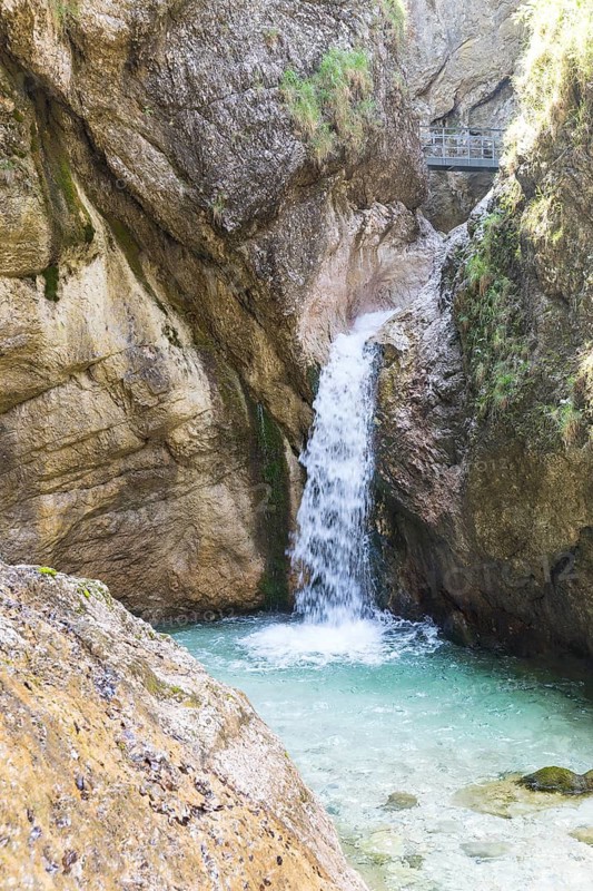 Waterfall in the Almbach Gorge near Ettenberg, Berchtesgadener Land, Bavaria, Germany