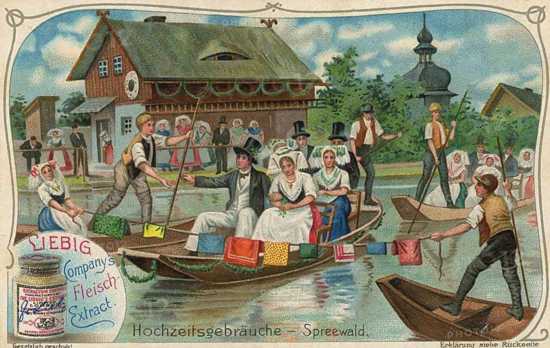 Picture series wedding customs, a traditional wedding party in Swiss costumes, wedding procession with musicians and participants in a mountainous landscape, picture of love, digitally restored reproduction of a collector's painting from around 1900, exact date unknown