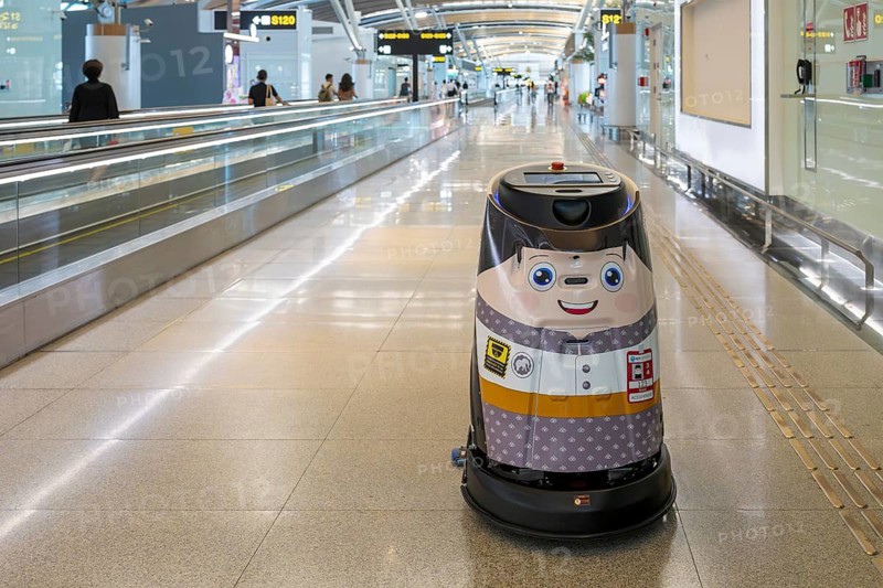 Airport building vacuum robot, Bangkok, Thailand