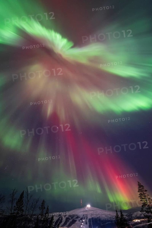 Northern Lights (Aurora borealis), Gällivare, Norrbotten, Lapland, Sweden, December 2024
