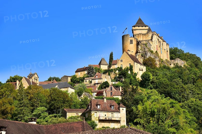 The Château de Castelnaud in the town of Castelnaud-la-Chapelle in the Dordogne department in the Nouvelle-Aquitaine region, France