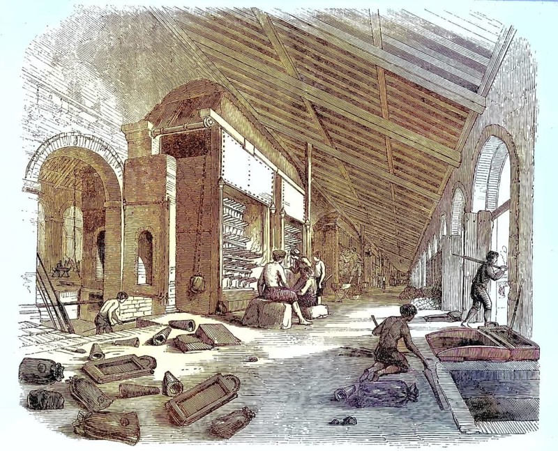 Vieille-Montagne plant, Société Anonyme des Mines et Fonderies de Zinc de la Vieille-Montagne, a historically important Belgian company for zinc extraction, calamine processing in Moresnet, zinspar or silica ore, reproduction from an original from the 19th century. Authentic, file restored for optimal use, exact date of original unknown, nostalgically colored