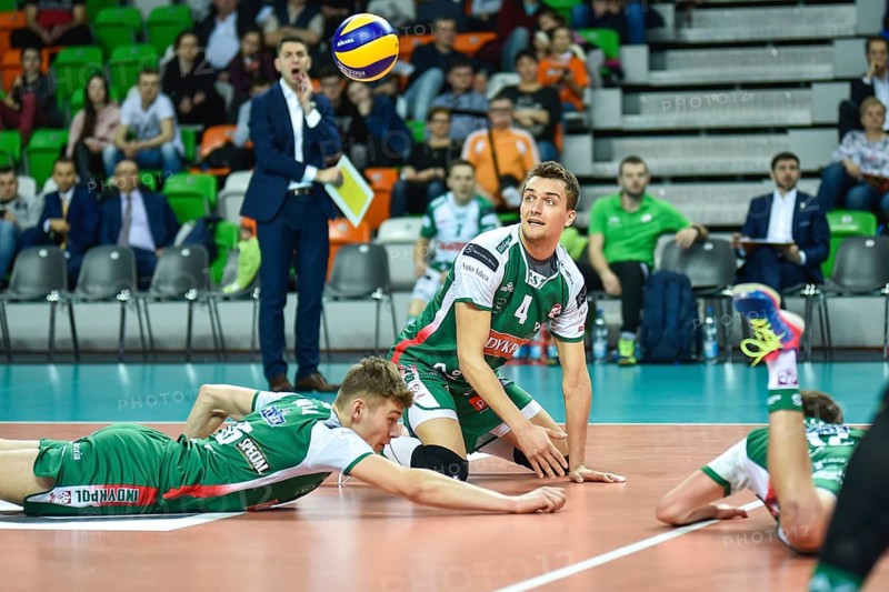 LUBIN, POLAND - MARCH 3, 2019: Men's Volleyball Polish PlusLiga match Cuprum Lubin - Indykpol AZS Olsztyn. On the picture Marcel Lux (4)