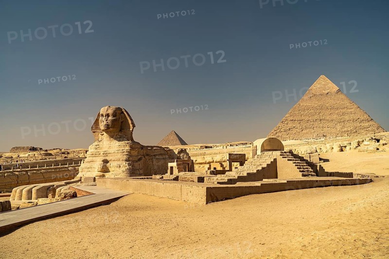 The Great Sphinx and the Pyramid of Chephren in Giza, Egypt