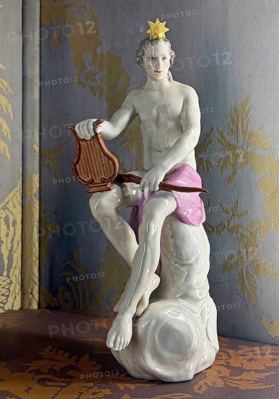 Apollo porcelain figure, god in Roman and Greek mythology, the seven planetary gods, Stadtschloss, Fulda, East Hesse, Hesse, Germany