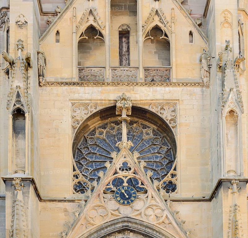 Church of the Assumption of Mary or Notre Dame de l'Assomption, Facade, Rouffach, Haut-Rhin, Alsace, Grand Est, France
