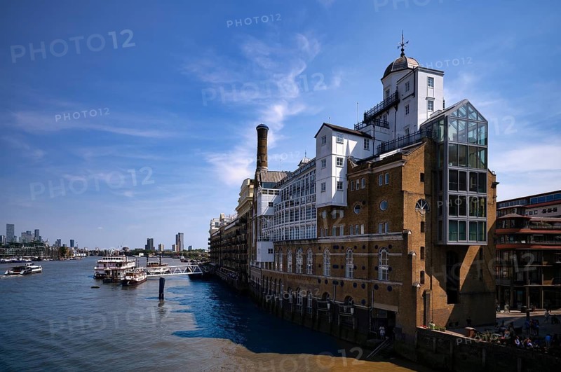 Thames, view from Tower Bridge to Butler's Wharf, London, England, Great Britain, Great Britain