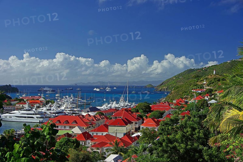 The Caribbean, the French Antilles, Saint Barthélemy (St Barth), Gustavia, luxury yachts in the harbour, Saint Barthélemy