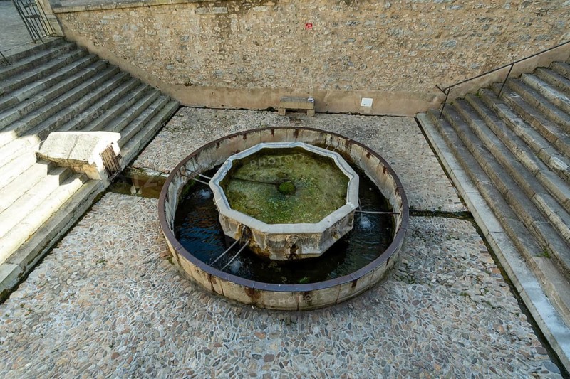 Villefranche de Rouergue. City of Art and History. Fountain du Griffoull, Aveyron. Occitanie. France