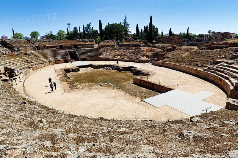 Roman Theatre, Roman Theatre, UNESCO World Heritage Site, Emerita Augusta Archaeological Site, Visitors, Merida City Center, Badajoz, Extremadura, Via de la Plata, Spain