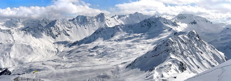 Mountain panorama near Arosa, Weisshorn Peak, highest mountain near Arosa, Switzerland